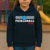 Pickleball Support The Team Pickleball Player USA Flag Kids Hoodie thumb 3