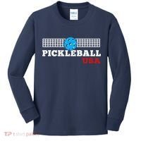 Pickleball Support The Team Pickleball Player USA Flag Kids Long Sleeve Shirt thumb 0