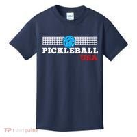 Pickleball Support The Team Pickleball Player USA Flag Kids T-Shirt thumb 0
