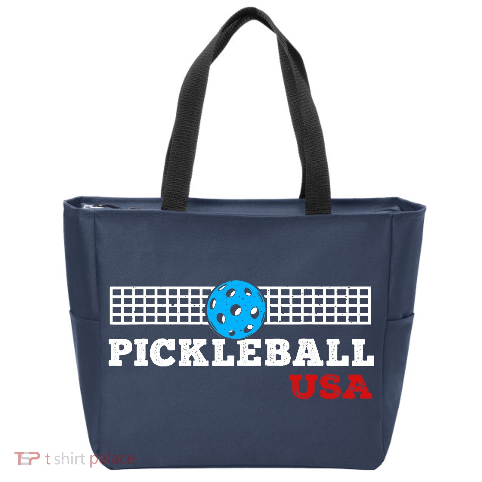 Pickleball Support The Team Pickleball Player USA Flag Tote Bag