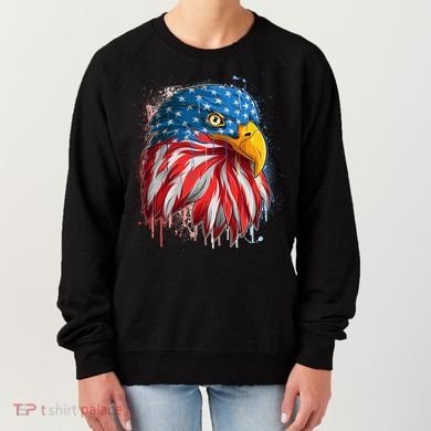 Paint Splatter USA American Flag Eagle Head Women's Sweatshirt