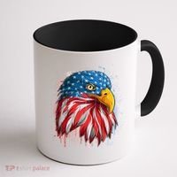 Paint Splatter USA American Flag Eagle Head Coffee Mug thumb 1