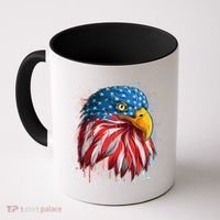 Paint Splatter USA American Flag Eagle Head Coffee Mug thumb 0