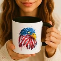 Paint Splatter USA American Flag Eagle Head Coffee Mug thumb 3