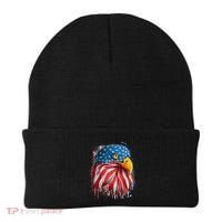 Paint Splatter USA American Flag Eagle Head Beanie thumb 0