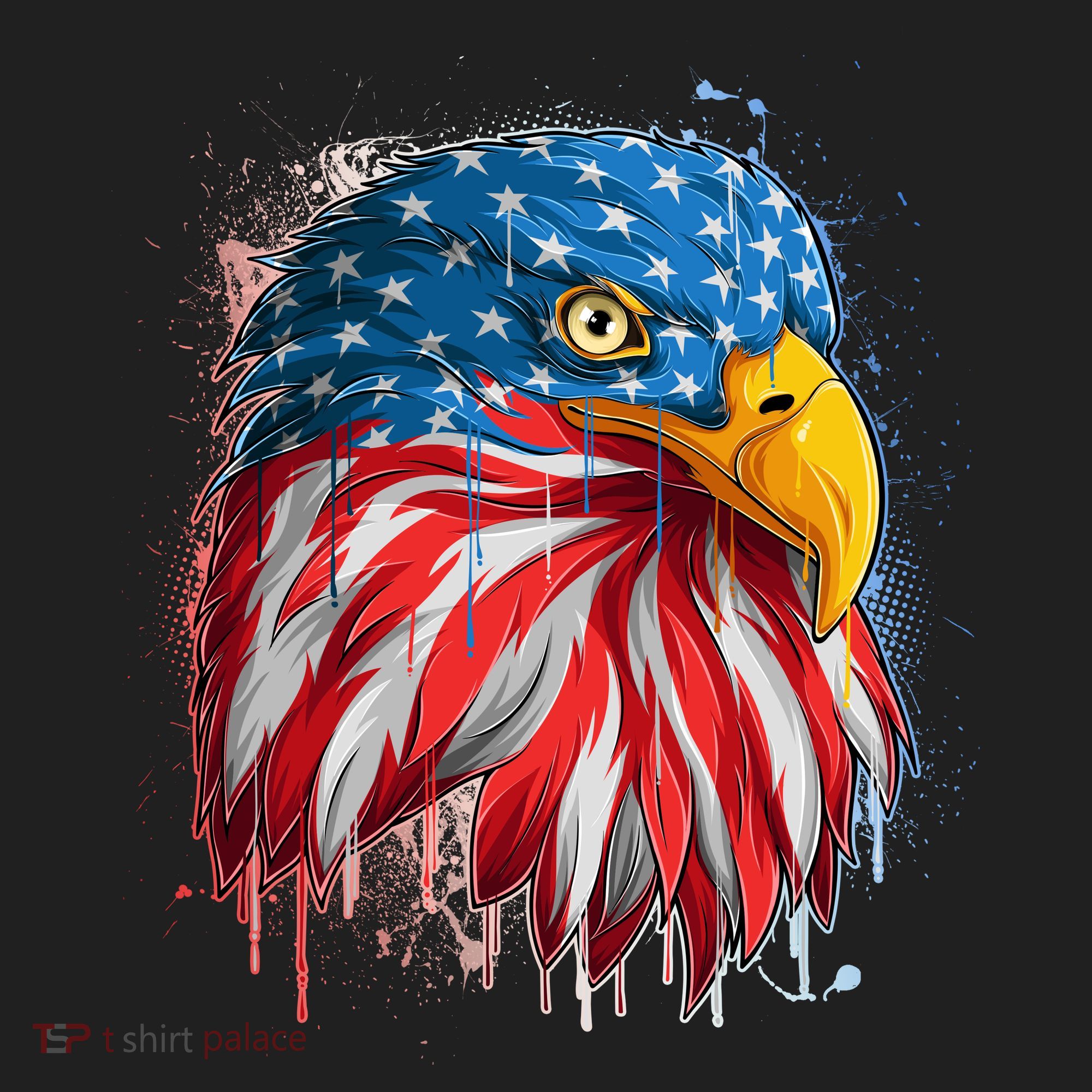 Paint Splatter USA American Flag Eagle Head Beanie