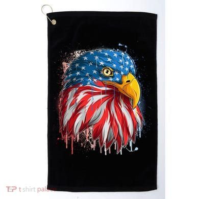 Paint Splatter USA American Flag Eagle Head Golf Towel