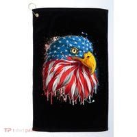 Paint Splatter USA American Flag Eagle Head Golf Towel thumb 0