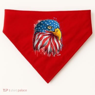 Paint Splatter USA American Flag Eagle Head USA-Made Doggie Bandana