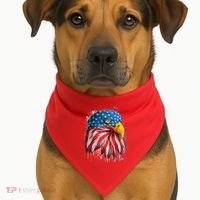 Paint Splatter USA American Flag Eagle Head USA-Made Doggie Bandana thumb 1