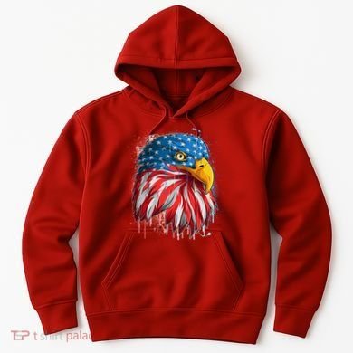 Paint Splatter USA American Flag Eagle Head Hoodie