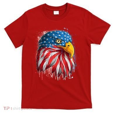 Paint Splatter USA American Flag Eagle Head T-Shirt