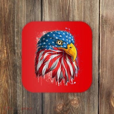 Paint Splatter USA American Flag Eagle Head Coaster