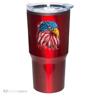Paint Splatter USA American Flag Eagle Head Tumbler