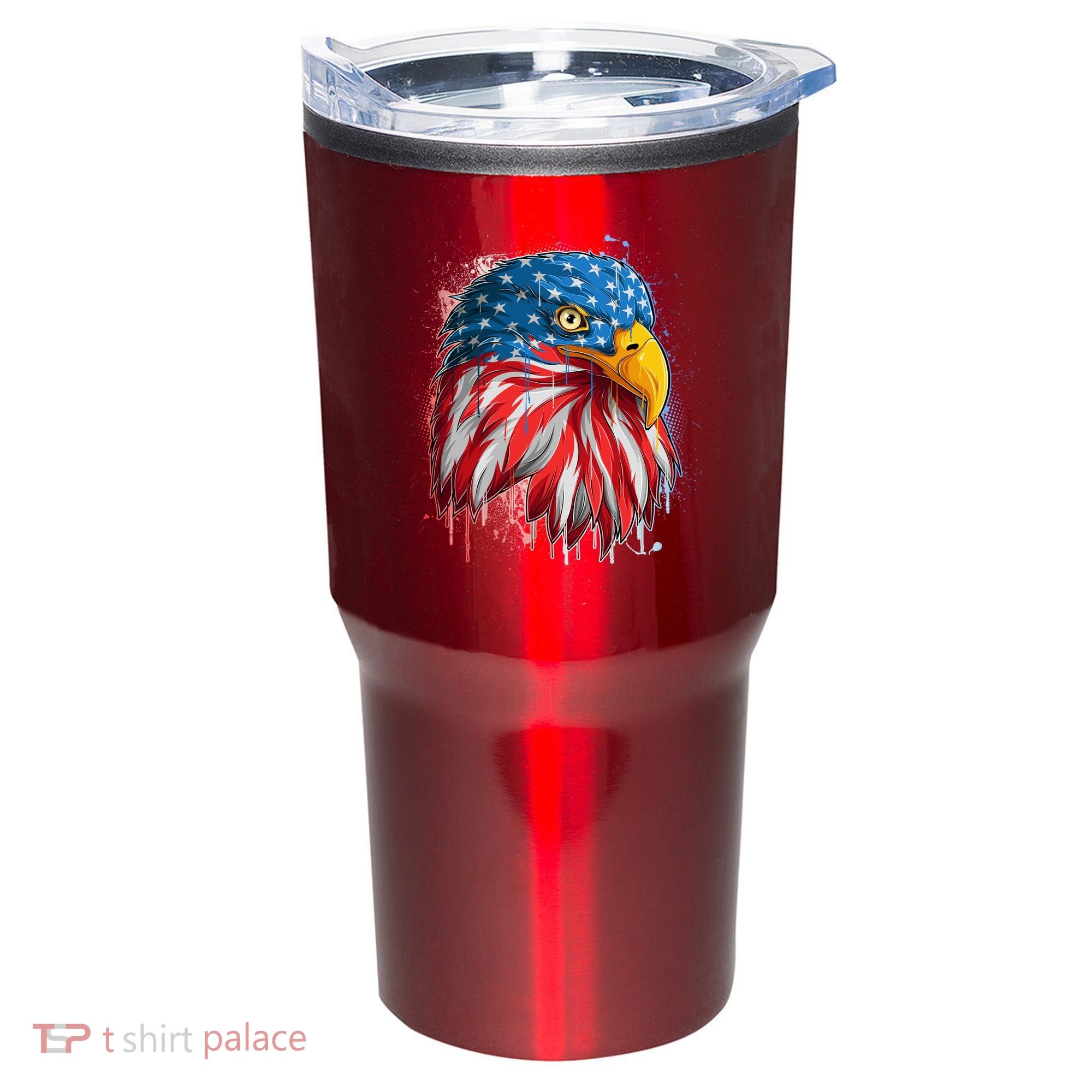 Paint Splatter USA American Flag Eagle Head Tumbler