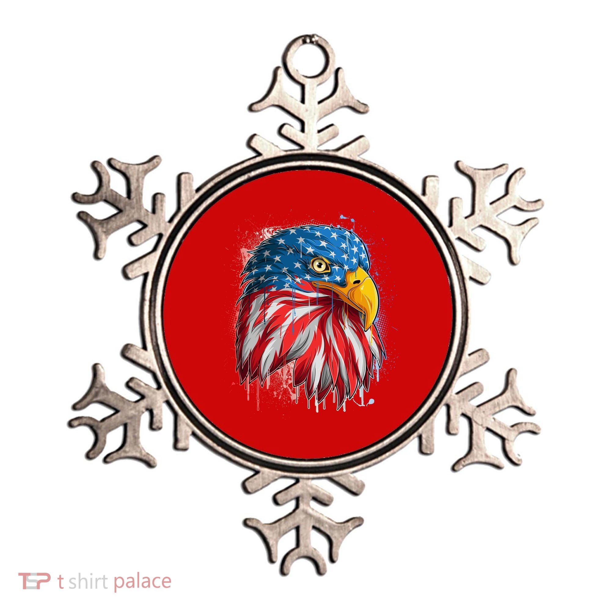 Paint Splatter USA American Flag Eagle Head Ornament