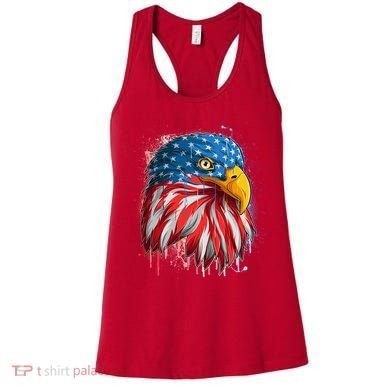 Paint Splatter USA American Flag Eagle Head Women's Tank Top