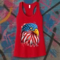 Paint Splatter USA American Flag Eagle Head Women's Tank Top thumb 3