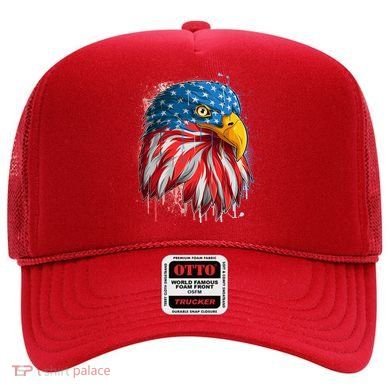 Paint Splatter USA American Flag Eagle Head Hat