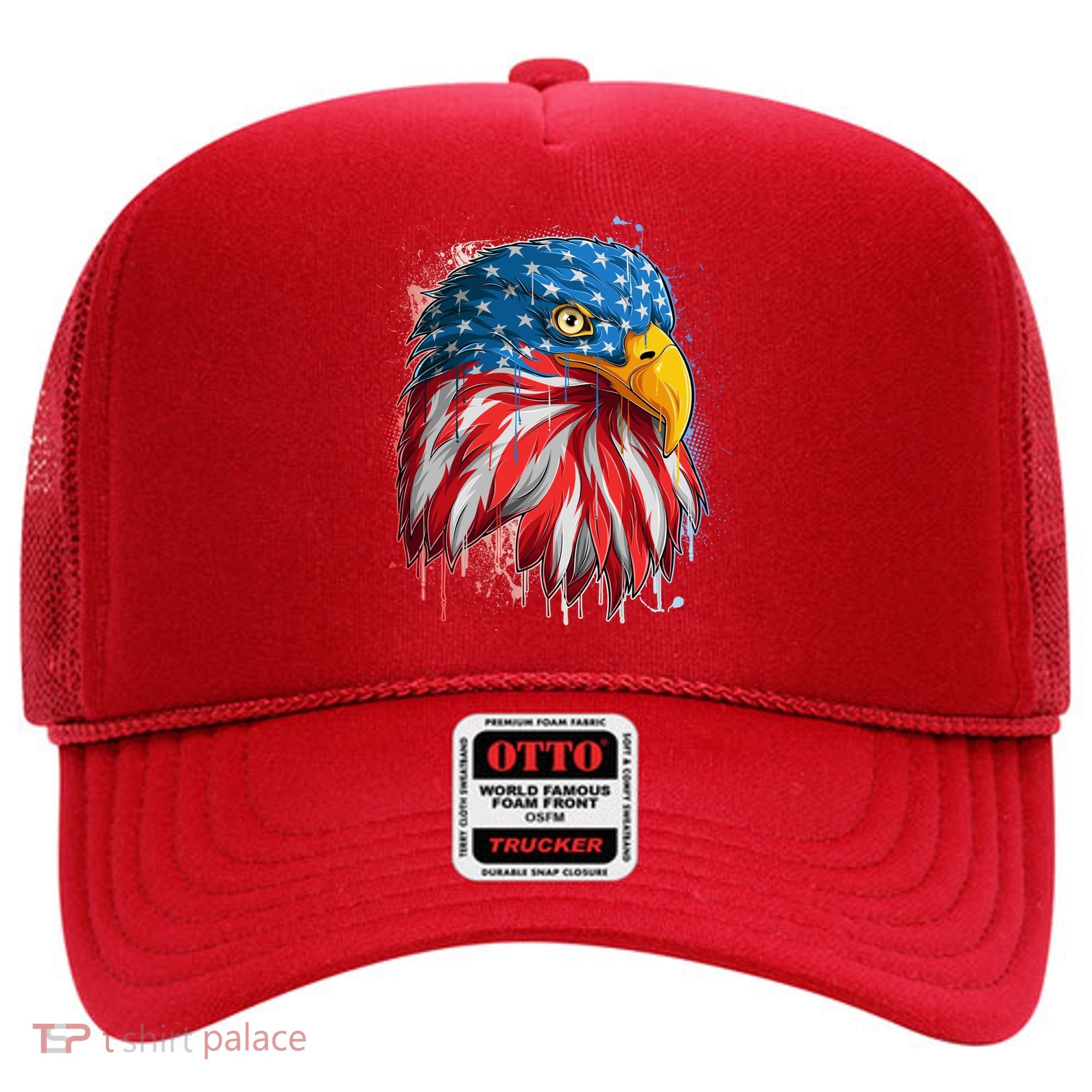 Paint Splatter USA American Flag Eagle Head Hat