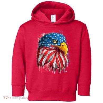 Paint Splatter USA American Flag Eagle Head Toddler Hoodie
