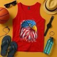 Paint Splatter USA American Flag Eagle Head Tank Top thumb 4