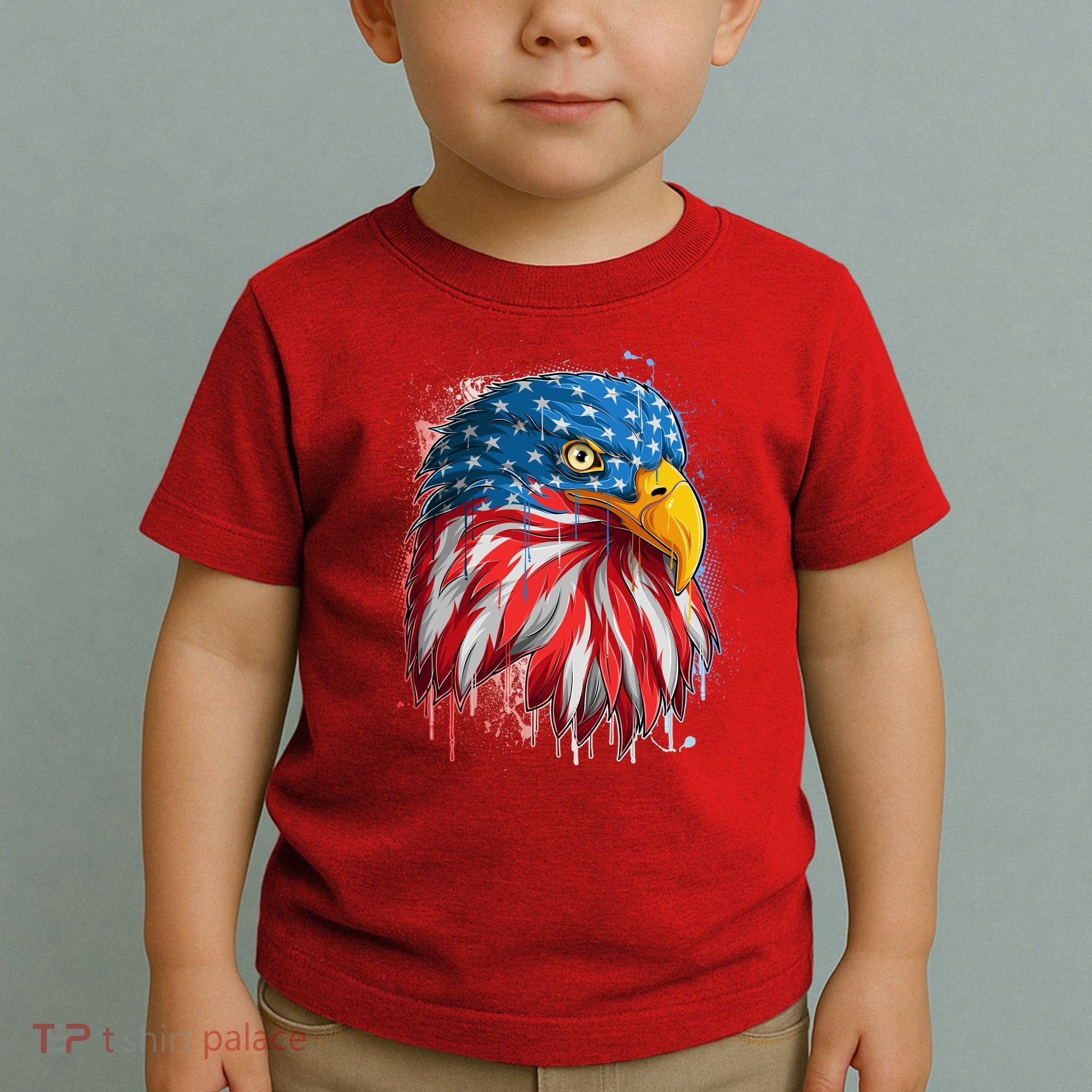 Paint Splatter USA American Flag Eagle Head Toddler T-Shirt