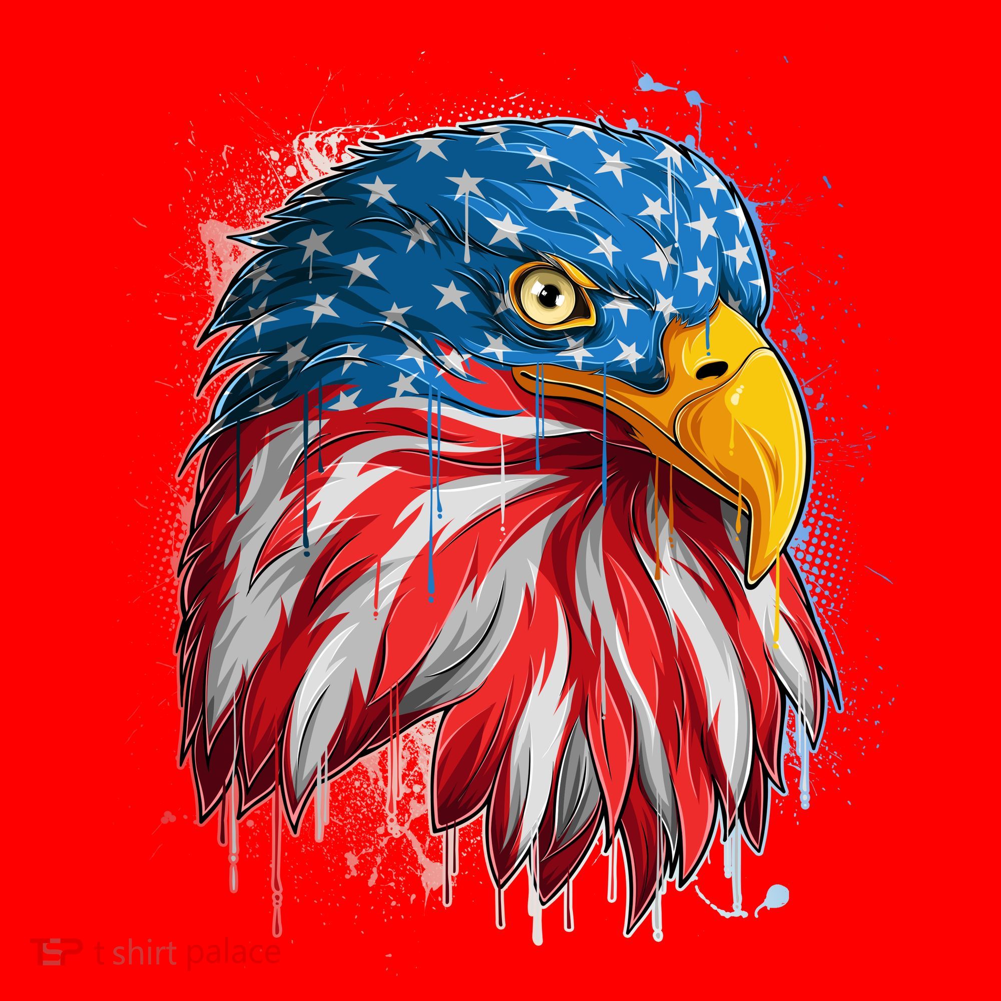 Paint Splatter USA American Flag Eagle Head Toddler T-Shirt