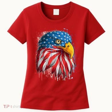 Paint Splatter USA American Flag Eagle Head Women's T-Shirt