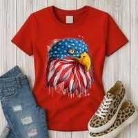 Paint Splatter USA American Flag Eagle Head Women's T-Shirt thumb 3