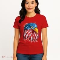 Paint Splatter USA American Flag Eagle Head Women's T-Shirt thumb 4