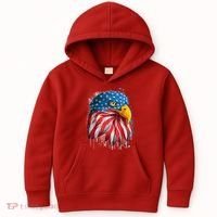 Paint Splatter USA American Flag Eagle Head Kids Hoodie thumb 0