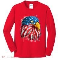 Paint Splatter USA American Flag Eagle Head Kids Long Sleeve Shirt thumb 0