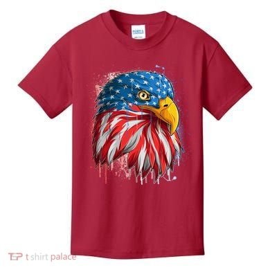 Paint Splatter USA American Flag Eagle Head Kids T-Shirt