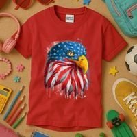 Paint Splatter USA American Flag Eagle Head Kids T-Shirt thumb 3