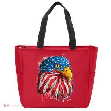 Paint Splatter USA American Flag Eagle Head Tote Bag