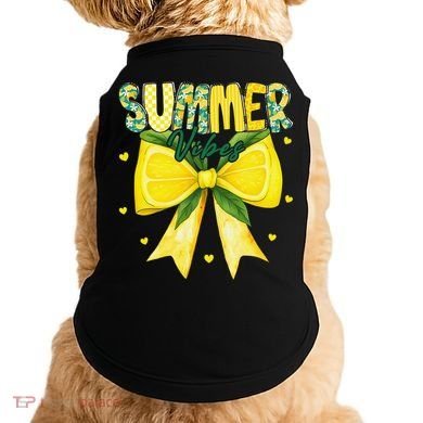 Preppy Summer Vibes Lemon Bow Girly Summer Doggie Tank