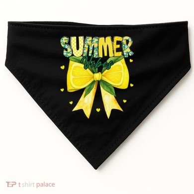 Preppy Summer Vibes Lemon Bow Girly Summer USA-Made Doggie Bandana