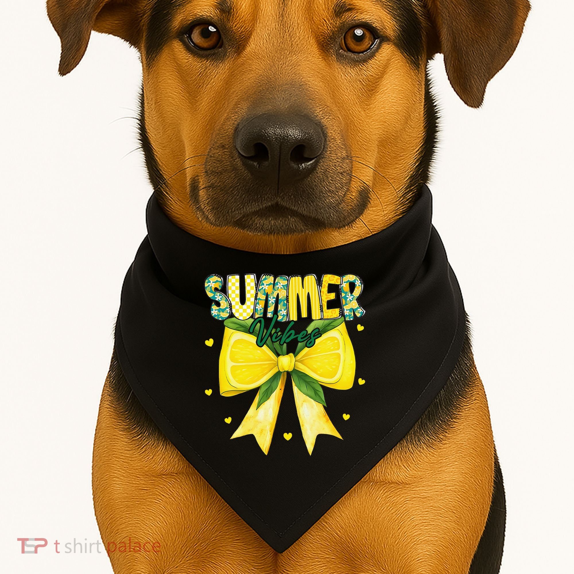 Preppy Summer Vibes Lemon Bow Girly Summer USA-Made Doggie Bandana