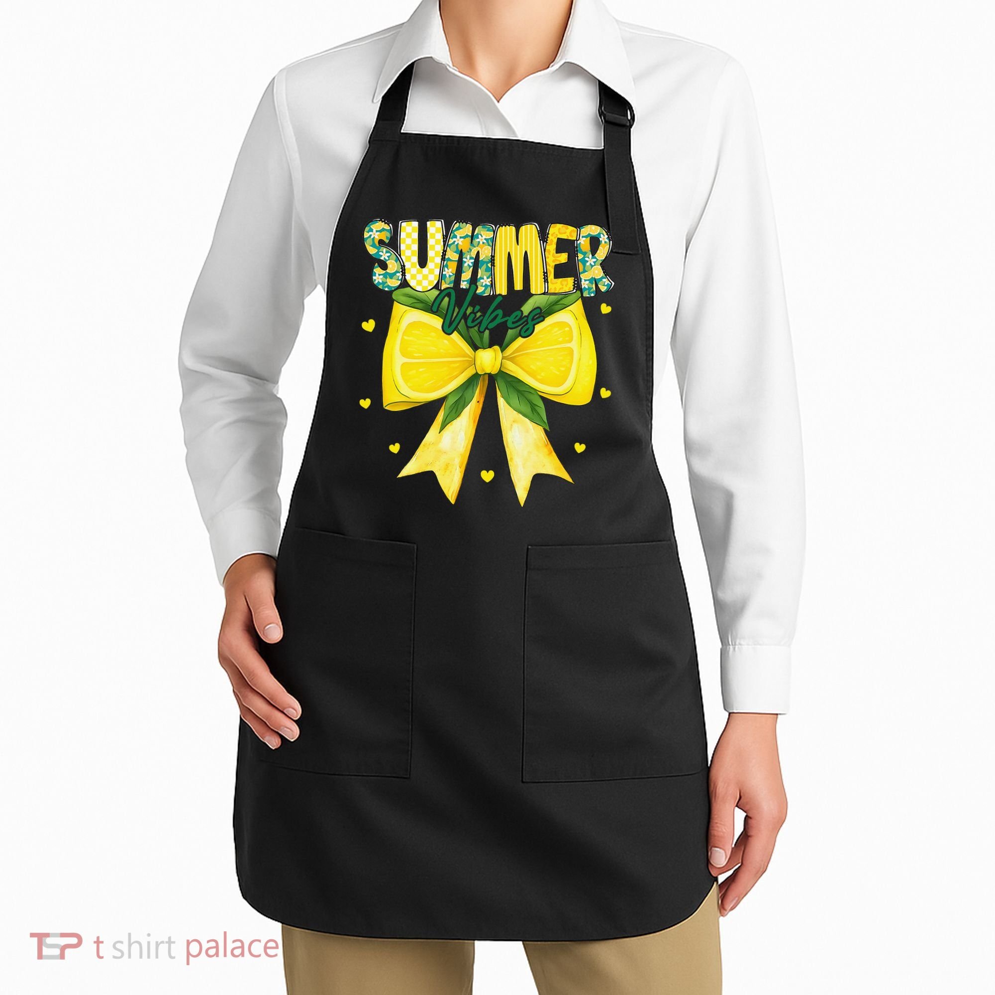 Preppy Summer Vibes Lemon Bow Girly Summer Apron