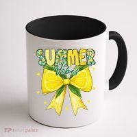 Preppy Summer Vibes Lemon Bow Girly Summer Coffee Mug thumb 1