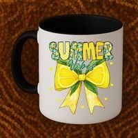 Preppy Summer Vibes Lemon Bow Girly Summer Coffee Mug thumb 2