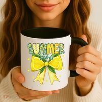 Preppy Summer Vibes Lemon Bow Girly Summer Coffee Mug thumb 3