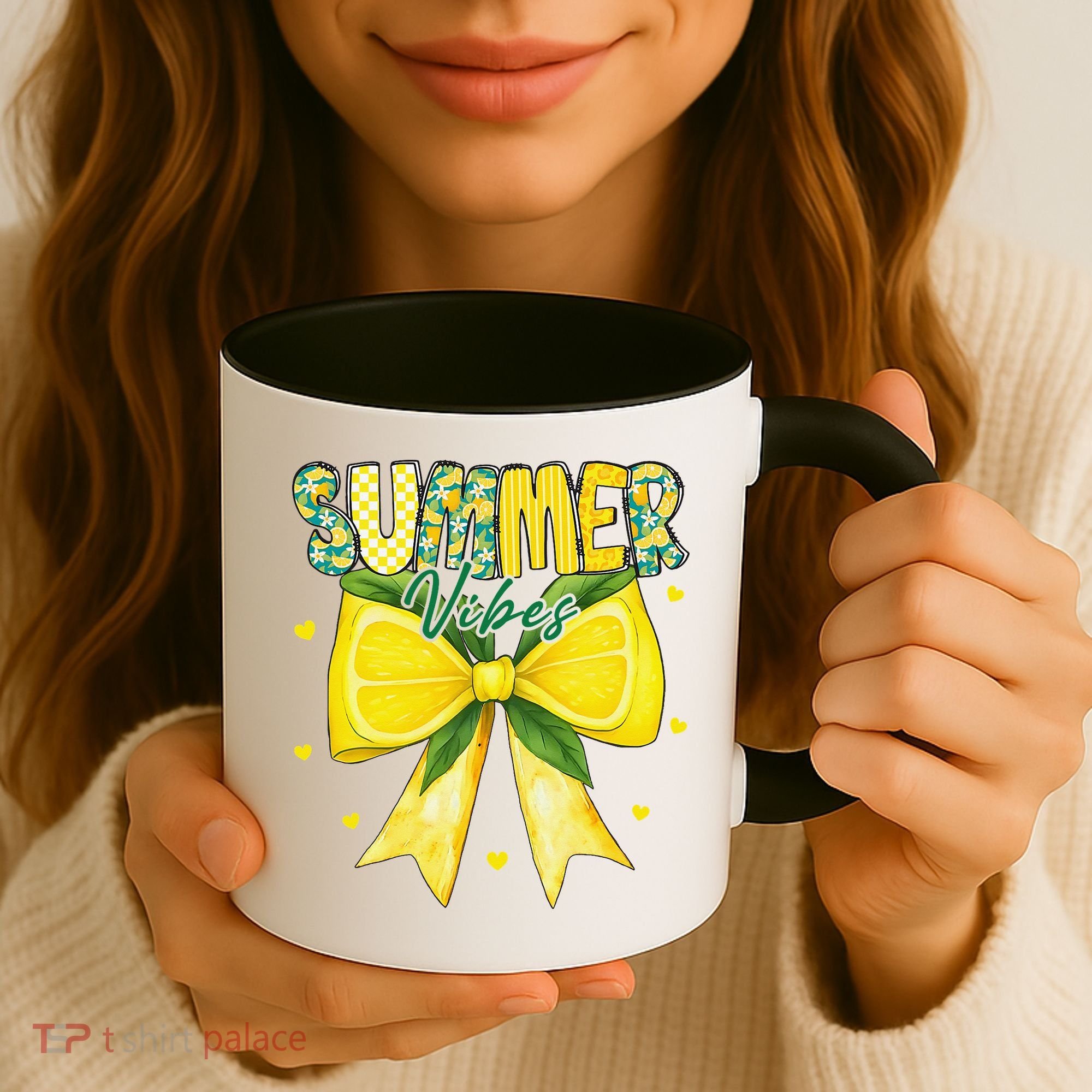 Preppy Summer Vibes Lemon Bow Girly Summer Coffee Mug