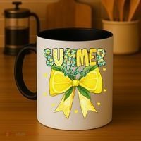 Preppy Summer Vibes Lemon Bow Girly Summer Coffee Mug thumb 4