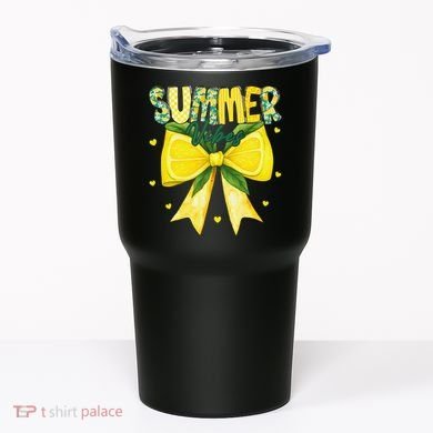 Preppy Summer Vibes Lemon Bow Girly Summer Tumbler
