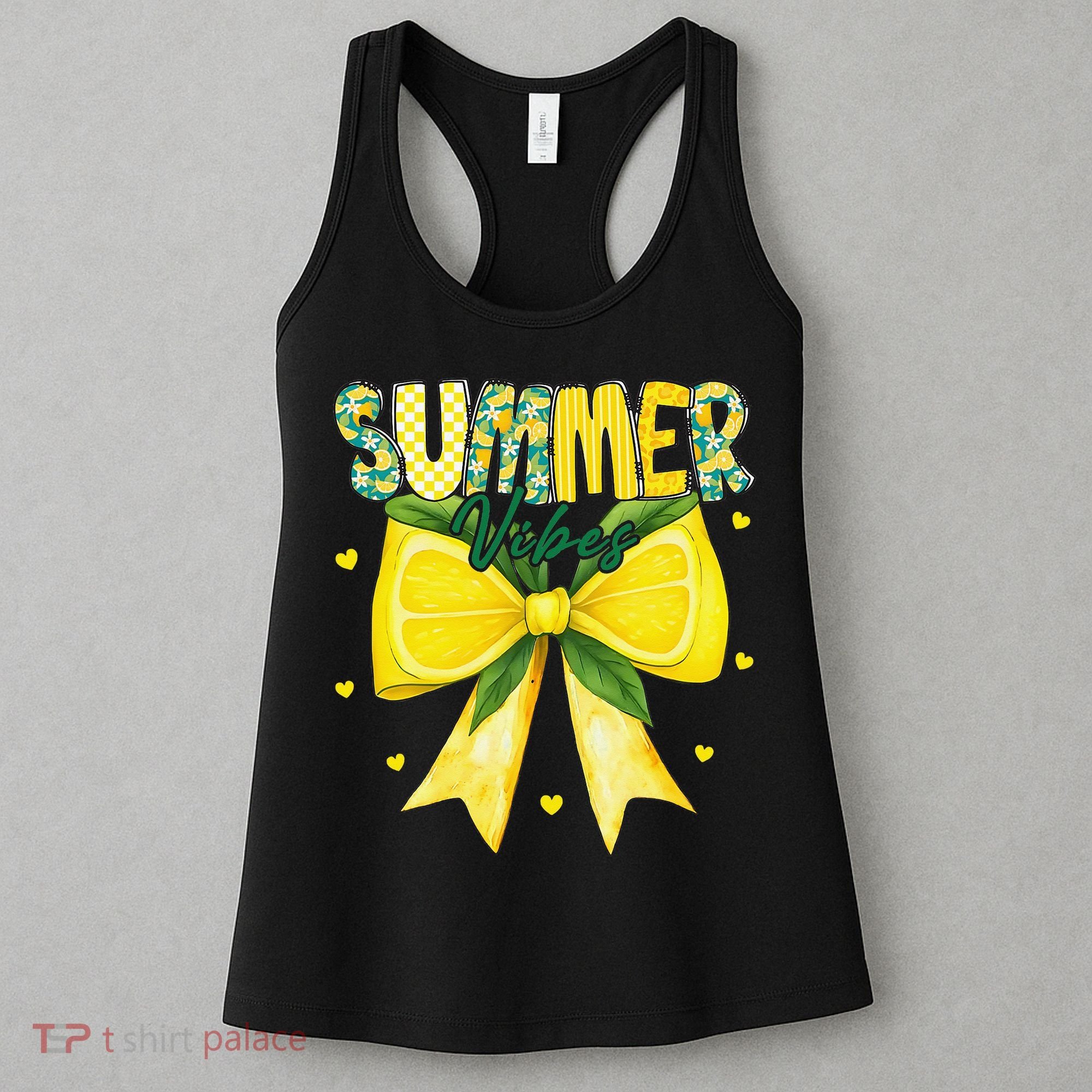 Preppy Summer Vibes Lemon Bow Girly Summer Women's Tank Top