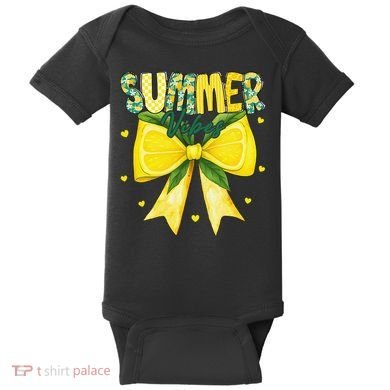 Preppy Summer Vibes Lemon Bow Girly Summer Baby Bodysuit