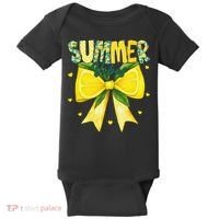 Preppy Summer Vibes Lemon Bow Girly Summer Baby Bodysuit thumb 0