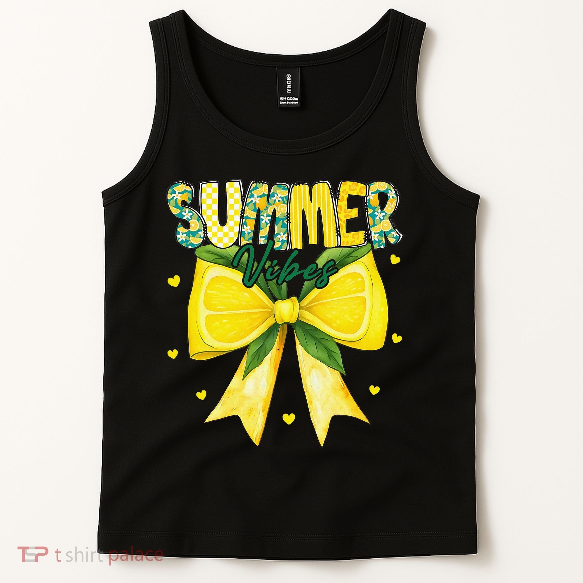Preppy Summer Vibes Lemon Bow Girly Summer Tank Top